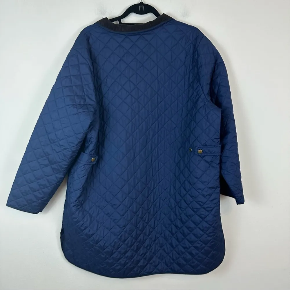 Lands’ End Blue Barn Jacket Women Packable Corduroy Collar Quilted Shell Coat 1X - Image 3
