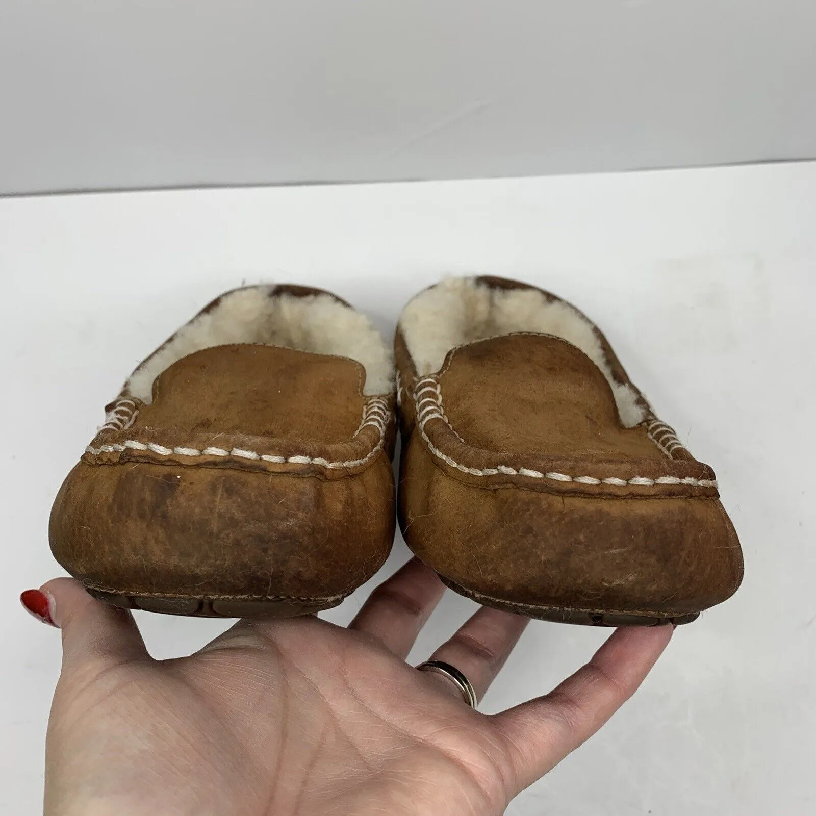 Ugg Sz 7 Ansley Slipper Leather Nubuck Brown Chestnut Slip On Shoes Women’s 3312 - Image 8