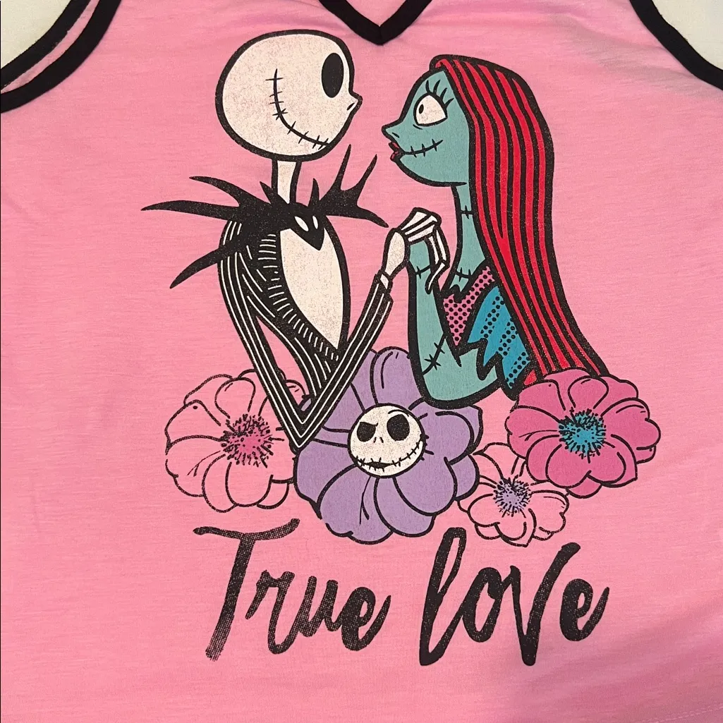 Disney szM Nightmare Before Christmas Women's Pink and Black Sleepwear Set EUC - Image 4