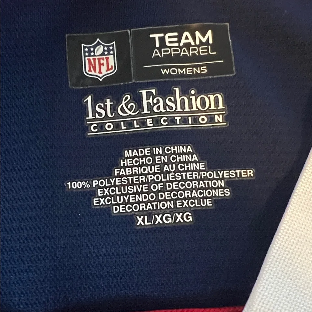 NFL Team Apparel NE Patriots Jersey Style Sequined TShirt Blue Size XL - Image 6