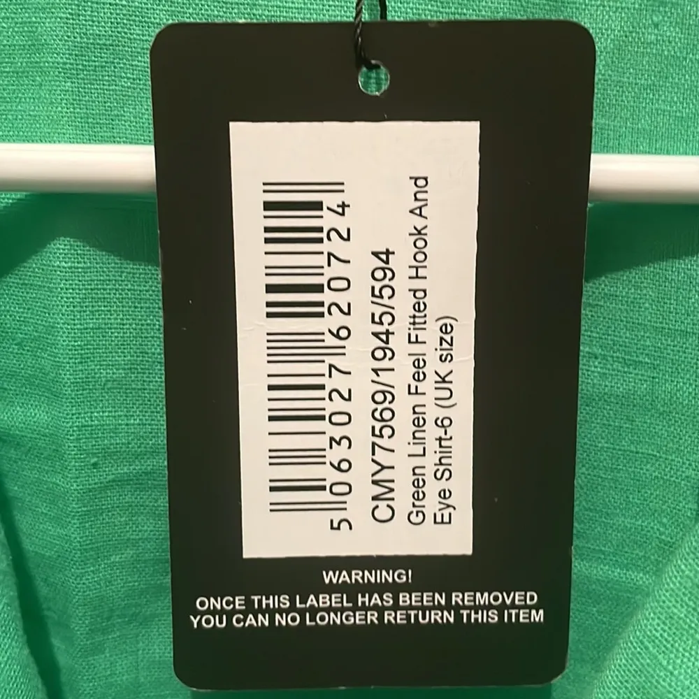 Womens New Pretty Little Thing Green Linen Feel Fitted Hook and Eye Shirt - Image 5