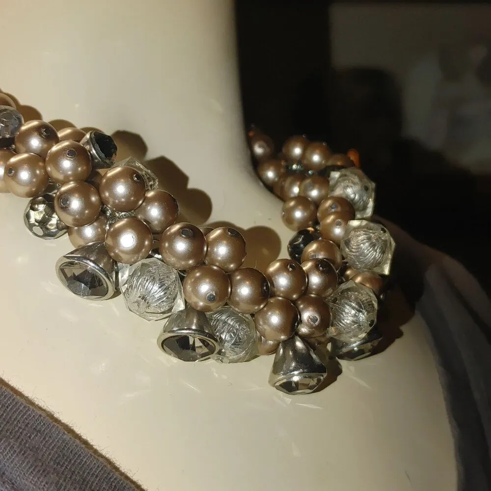 Necklace White House Black Market Chunky Pearl Crystal Beaded Statement - Image 7