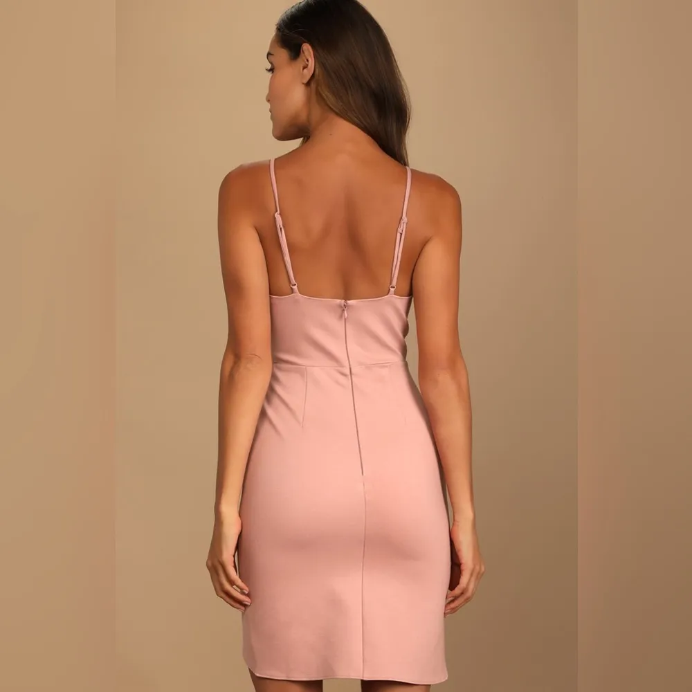 LULUS Dare to Take the Plunge Dusty Pink Tulip Mini Dress - size S - Image 4