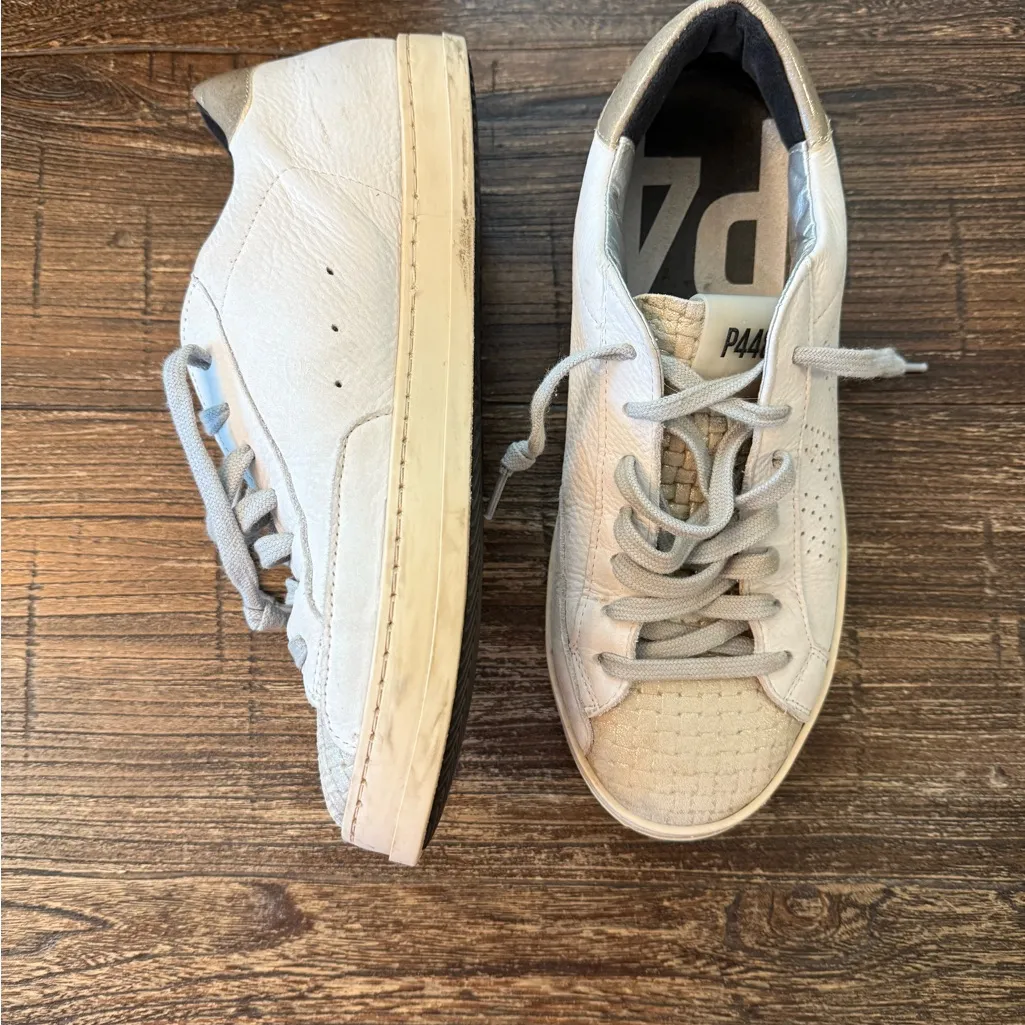 P448 John Kale/Bia White Leather Sneakers Women’s Size 38 US 7 Low Top - Image 4