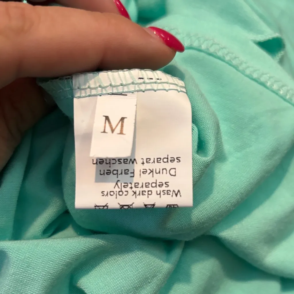 Chic Turquoise Long Sleeve Midi‎ Dress Green Size M - Image 6