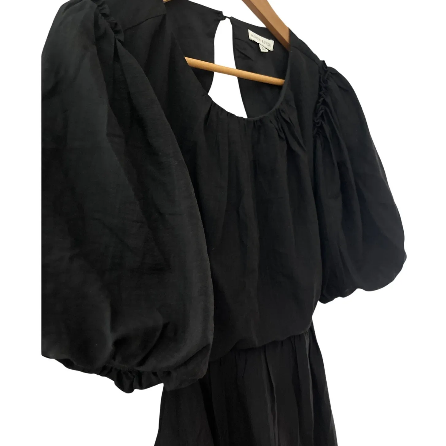 Moon River ‎ Black Bubble Sleeve Back Cutout Mini Dress Size Large - Image 7