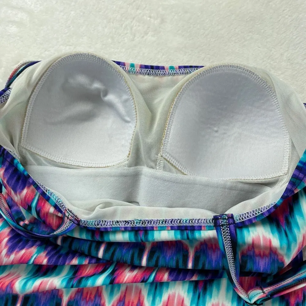 Croft & Borrow Tankini‎ Swim Top Womens Sz 6 Purple Ruched Built In Bra Swimsuit - Image 8