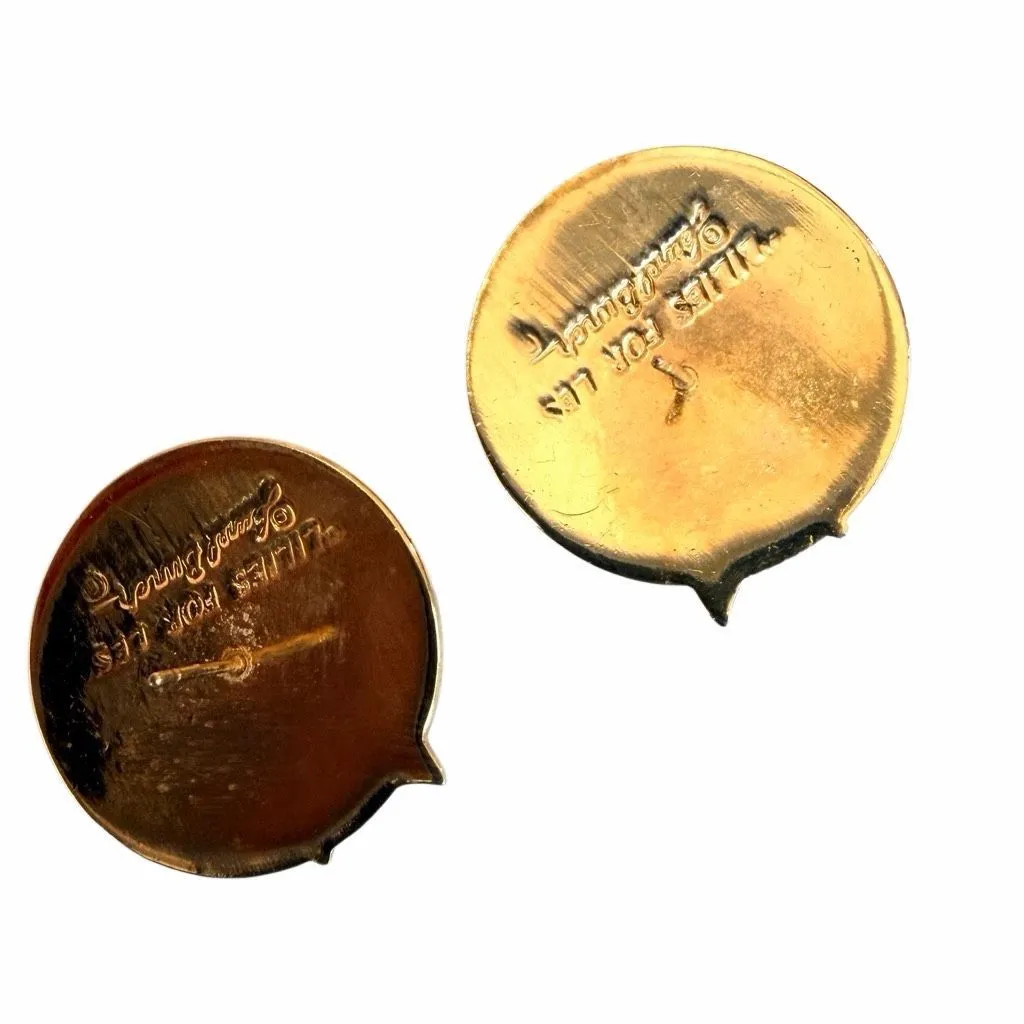 Laurel Burch Lilies for Les Gold Tone Cloisonné Enamel Disc Earrings Purple - Image 7