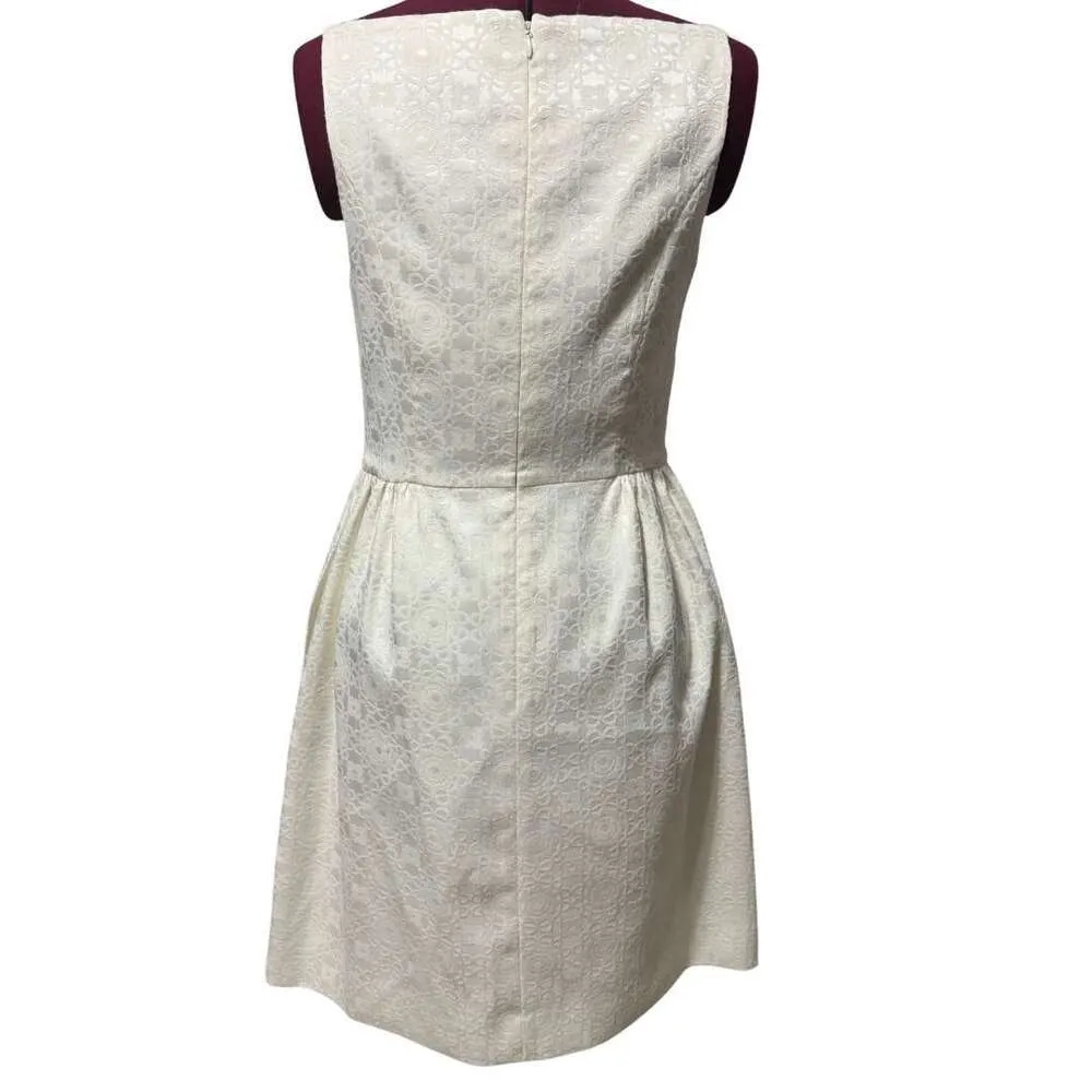 ERIN by Erin Fetherston Winter White Square Neck Floral Penny Brocade Dress 6 - Image 5