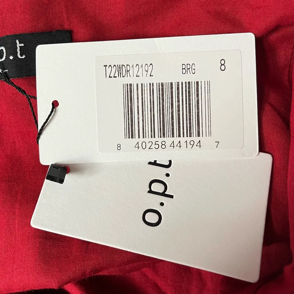 o.p.t. Kourtney Linen Blend Midi Dress Burgundy Red Size 8 - Image 8