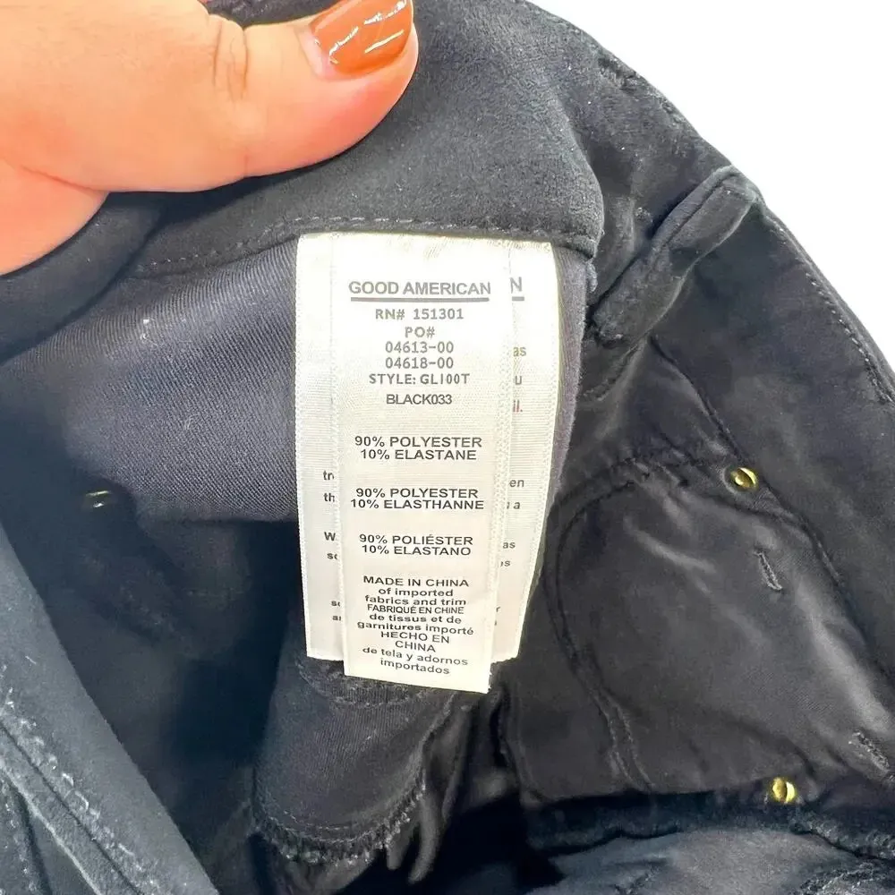 Good American Good Legs Faux Suede‎ Jeans in Black Size US 6 / 28 - Image 12