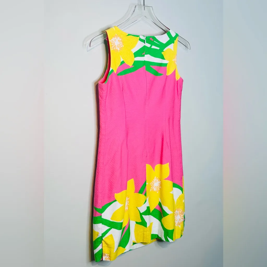Lilly Pulitzer Stephanie Dancing Daffodils Pink Yellow Shift Dress Size 0 - Image 5