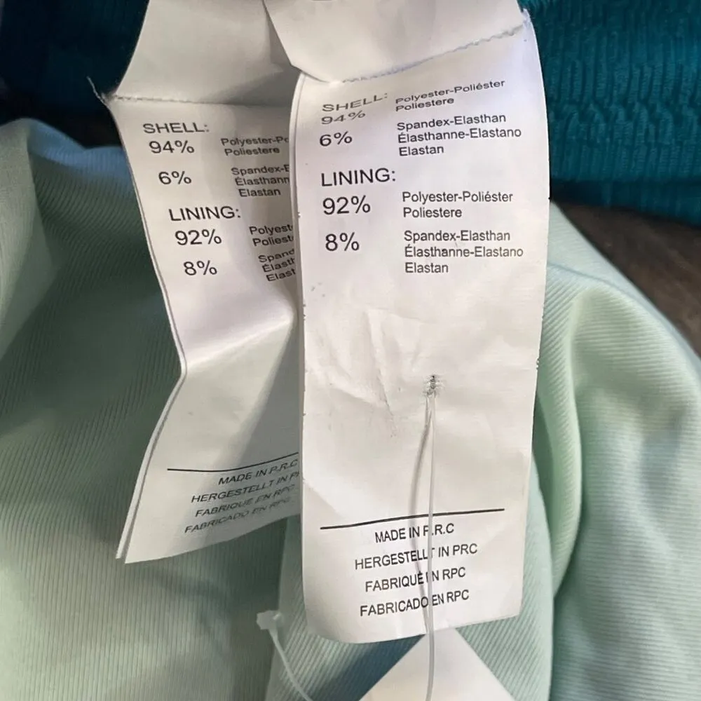 Cupshe Scalloped Bikini Set Womens Size Large Mid Rise Textured Teal 2 Piece NEW - Image 7