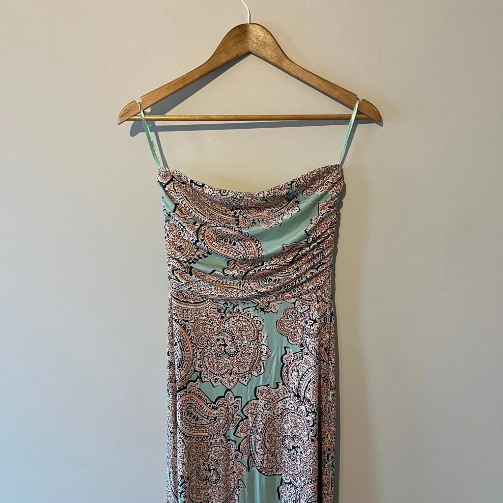 NWT The Limited Strapless Paisley Maxi Dress Mint Orange XS NWT - Image 2