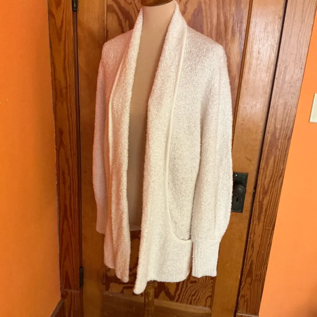 Vtg 90s fuzzy oversized cream cardigan Size L - Image 9