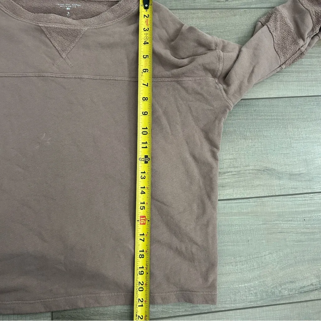 Year of Ours Brown Terry Stripe Cotton Varsity Crewneck Relaxed Fit Sweater S - Image 9