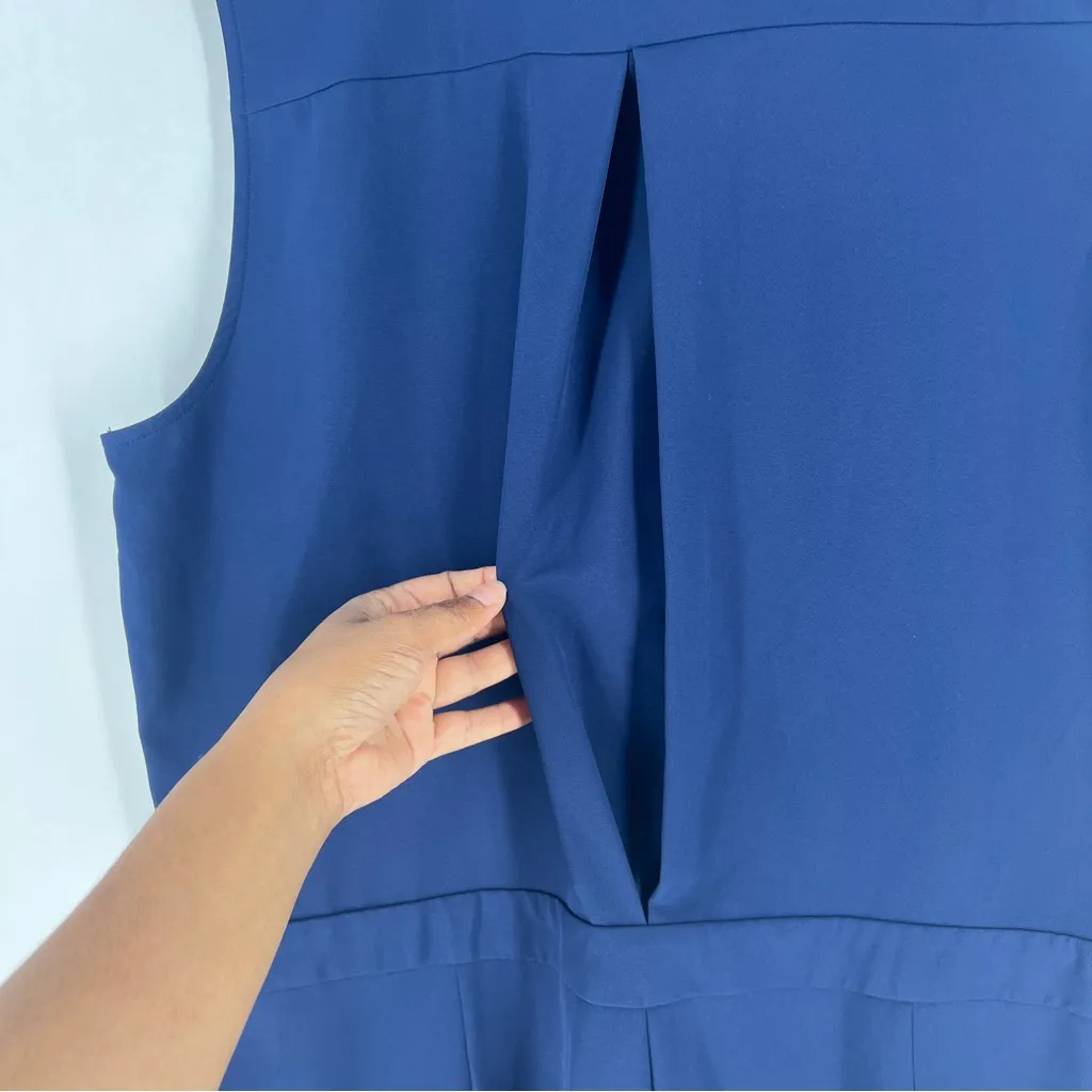 ASOS Stretch Blue Sleeveless Collared Tapered Leg Utility Jumpsuit Size‎ 14 - Image 9