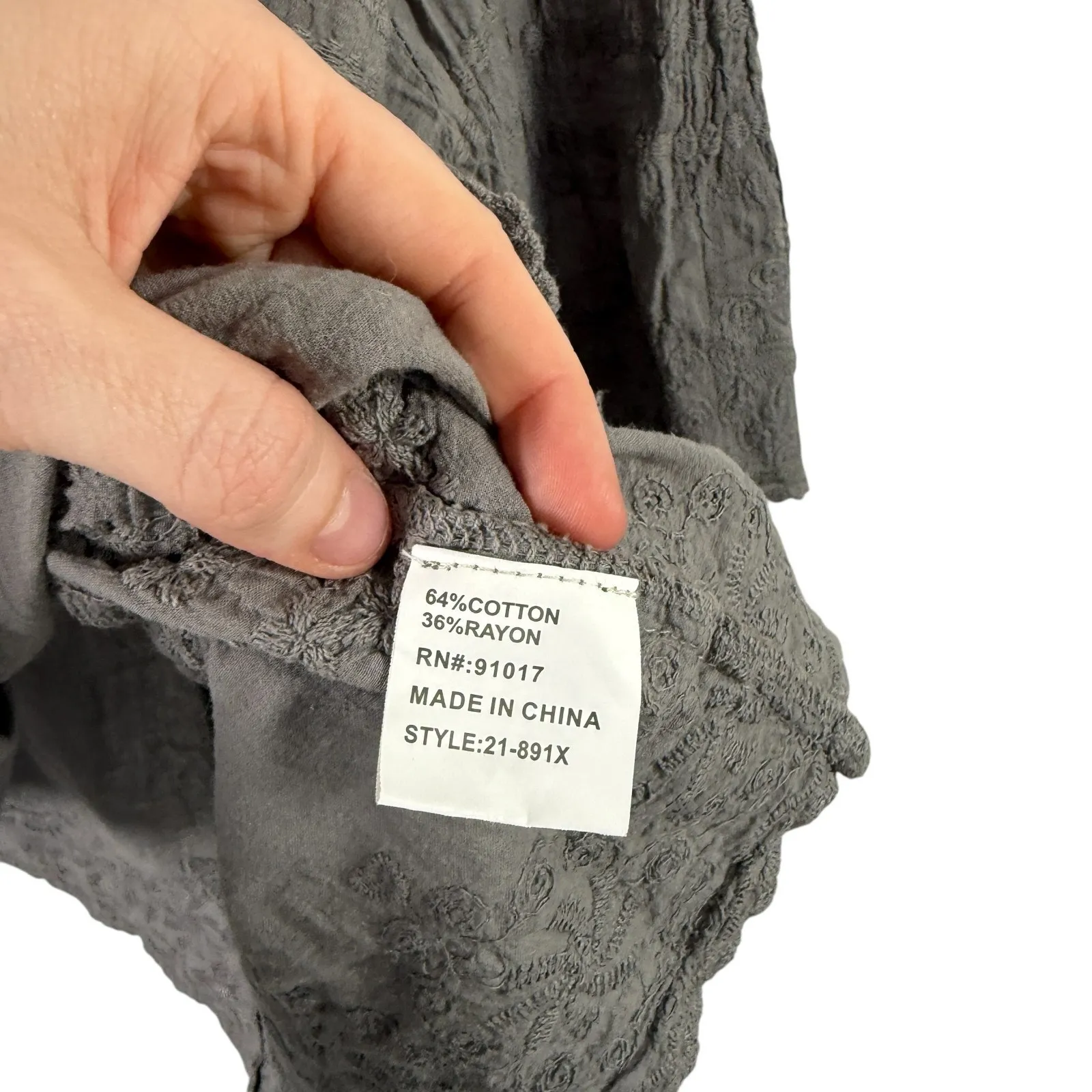 Solitaire Floral Embroidered Button Up Blouse Green Boho Womens Plus 2x - Image 5