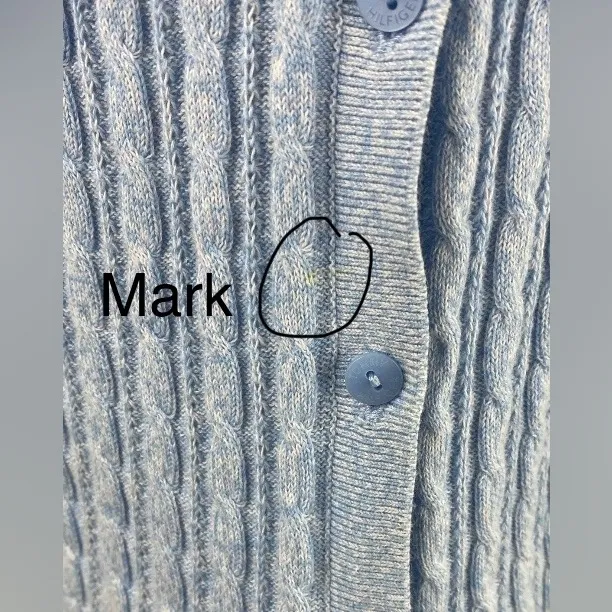 Tommy Hilfiger Women’s Large Light Blue Cable Knit Button Cotton Preppy Cardigan - Image 5