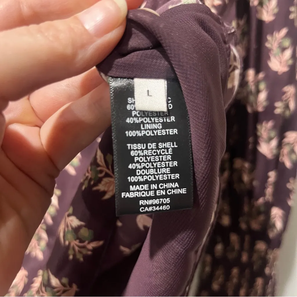 Rebecca Taylor Zia Fleur Printed Tie Top Size Large Maroon Floral V Neck Long Sl - Image 8