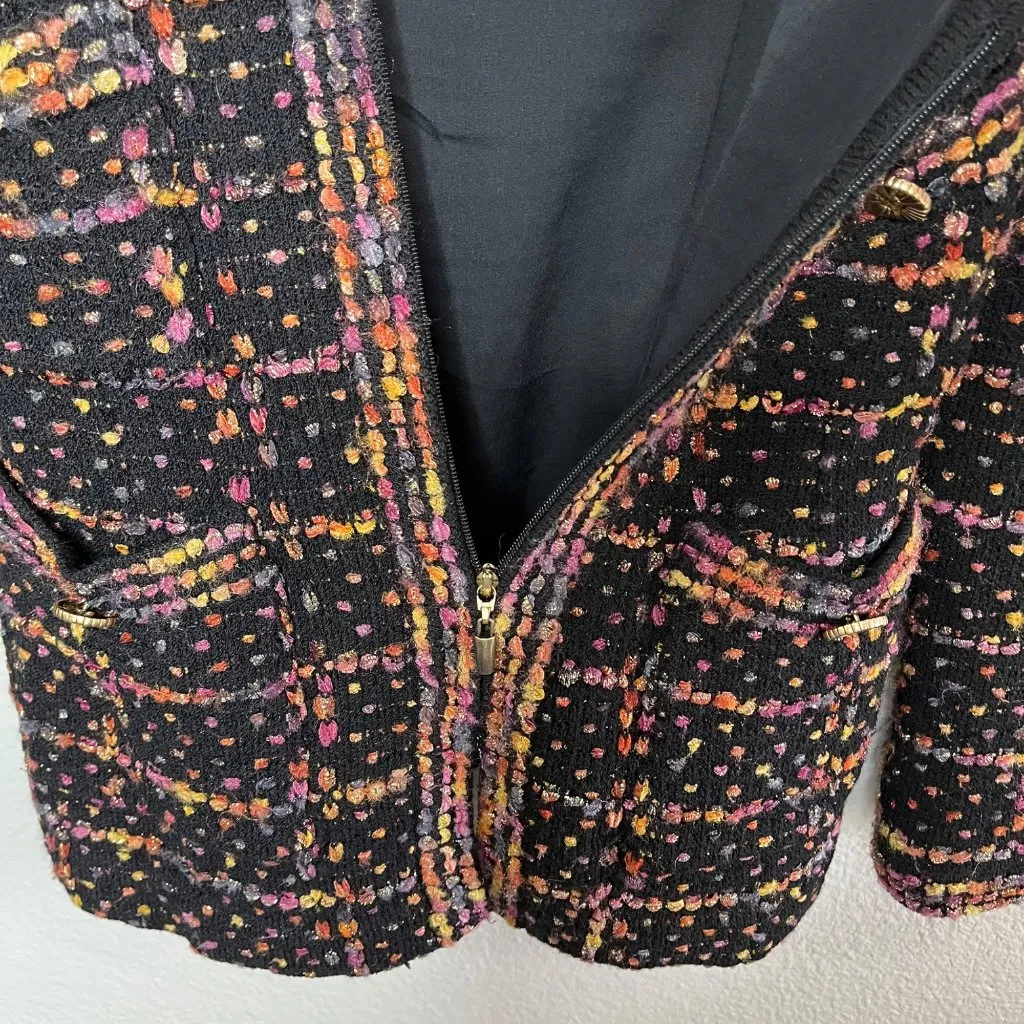 St. John Womens Tweed Knit Multicolor Blazer Jacket Front Pockets  Size 2 - Image 8