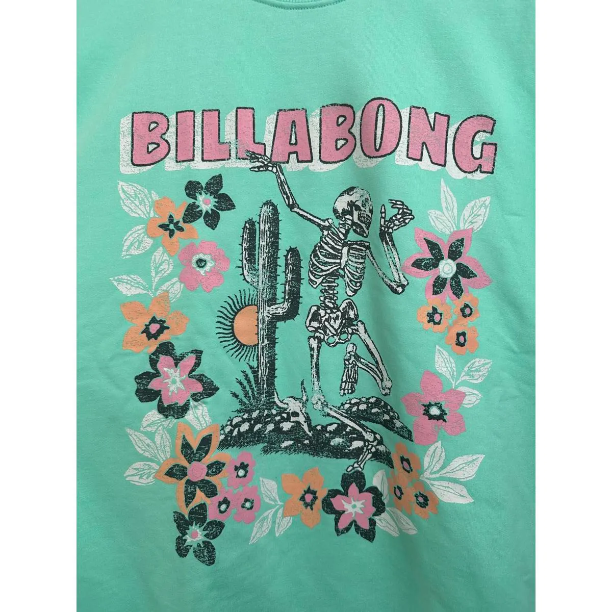 Billabong Boyfriends Back Sweatshirt Skeleton Desert Spearmint NWT Medium - Image 4