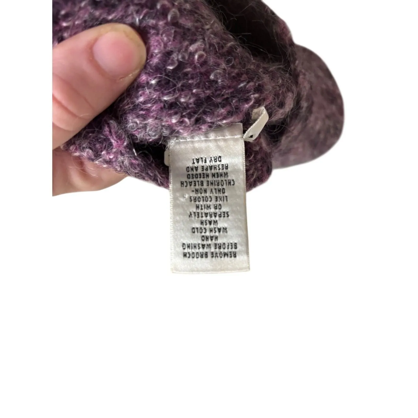 Laura Ashley Wool Mohair Blend Vintage Duster Marled Purple Size S CottageCore - Image 8