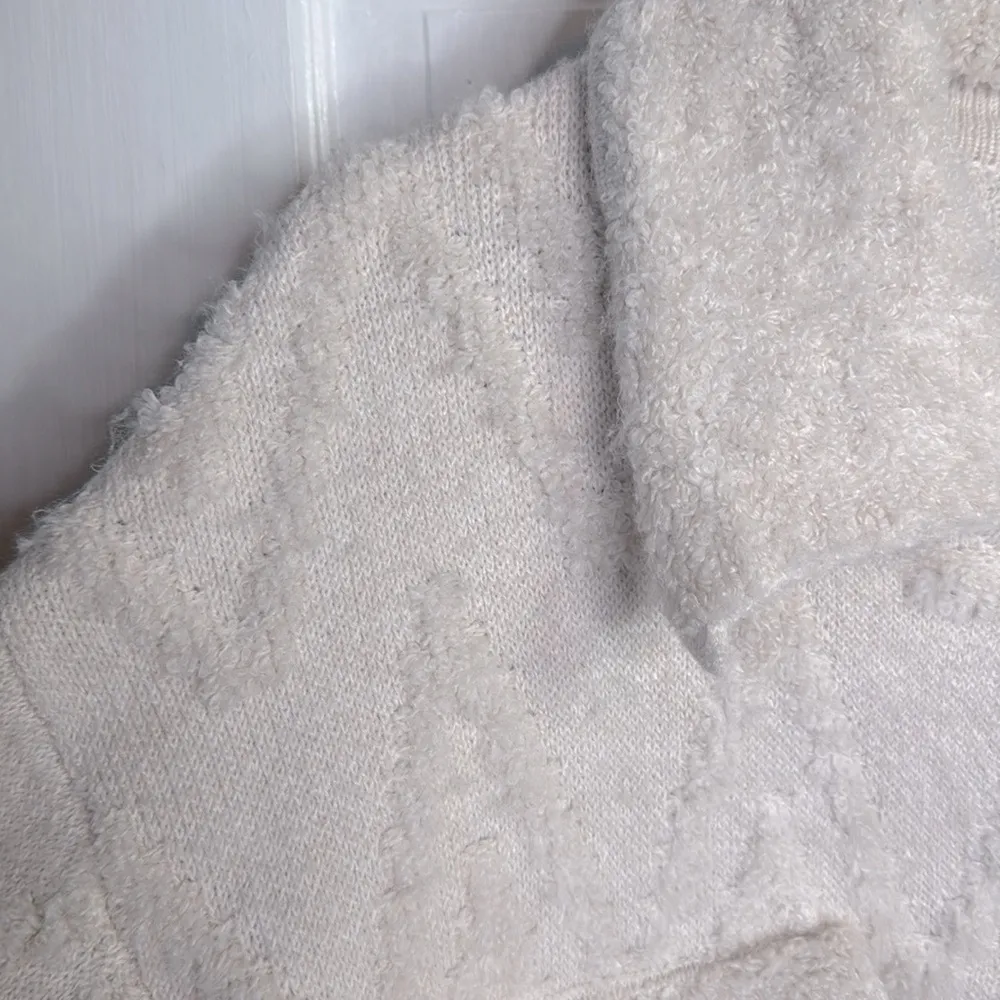 Anthropologie Flat White Knit Button-front Sweater Coat Jacket W1167 Sz M - Image 9