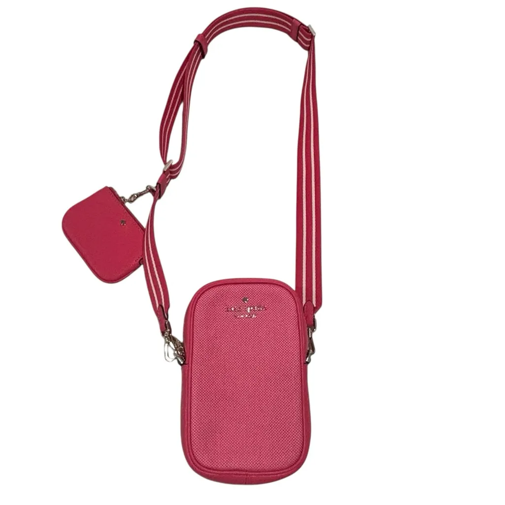 Kate Spade Rosie North South Zip Phone Crossbody pebbled leather stripe strap - Image 2