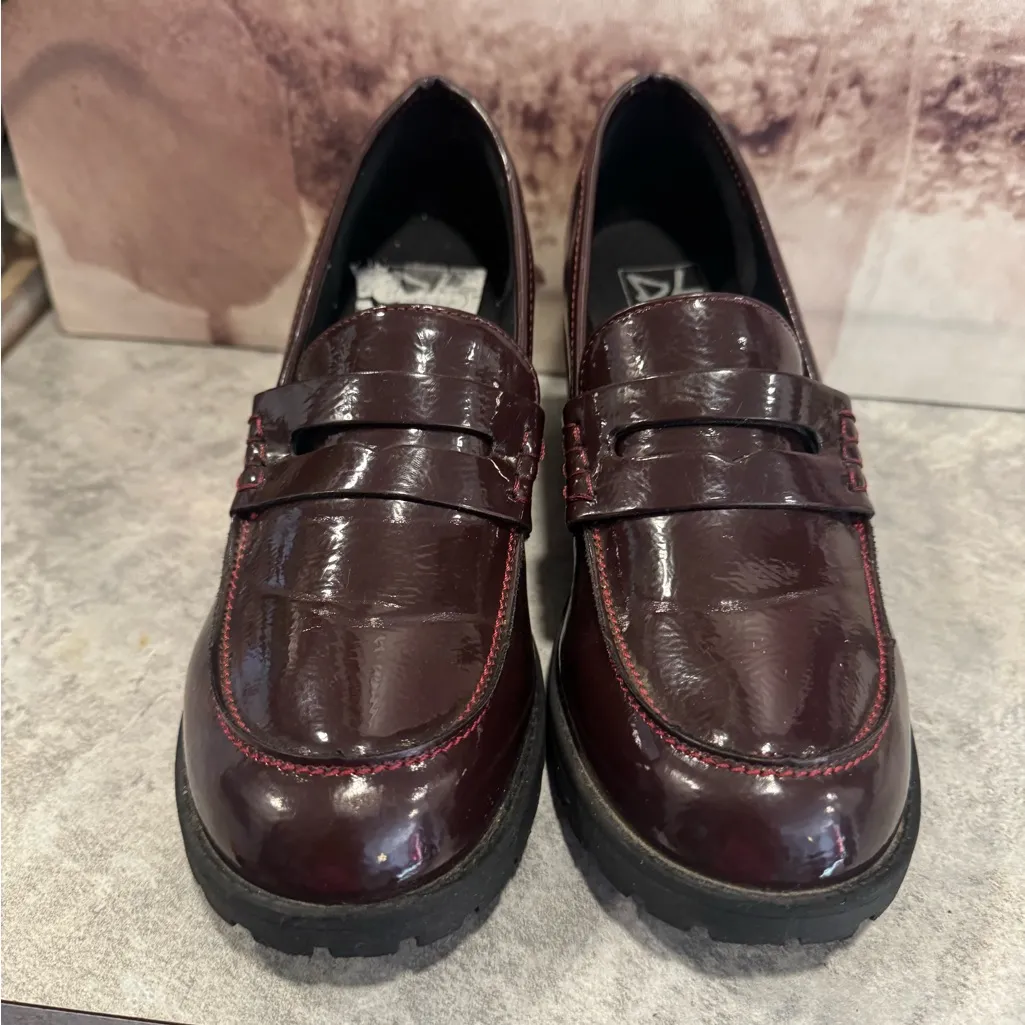 Dirty Laundry Burgundy Patent Faux Leather Chunky Heeled Loafers Women’s Sz 10 - Image 3