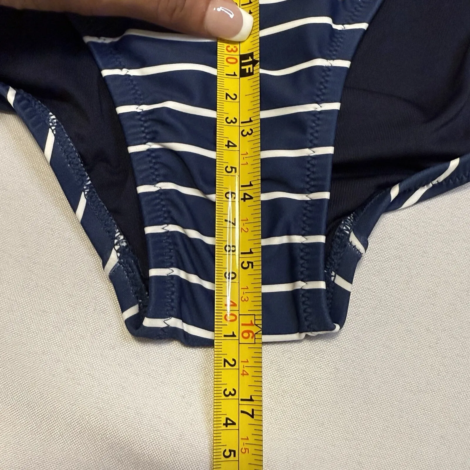 J Crew Cutout One Shoulder One Piece Swimsuit NEW Navy Blue White Stripe Swim 22 - Image 15