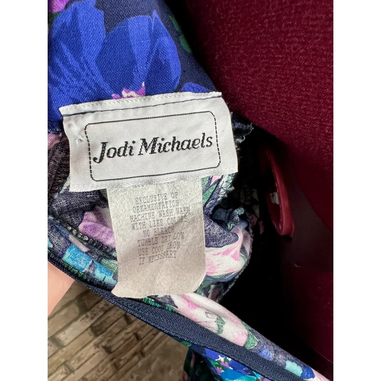 party dress floral drop waist puff sleeve swing skirt pink teal blue 1980s Size 12 - Image 11