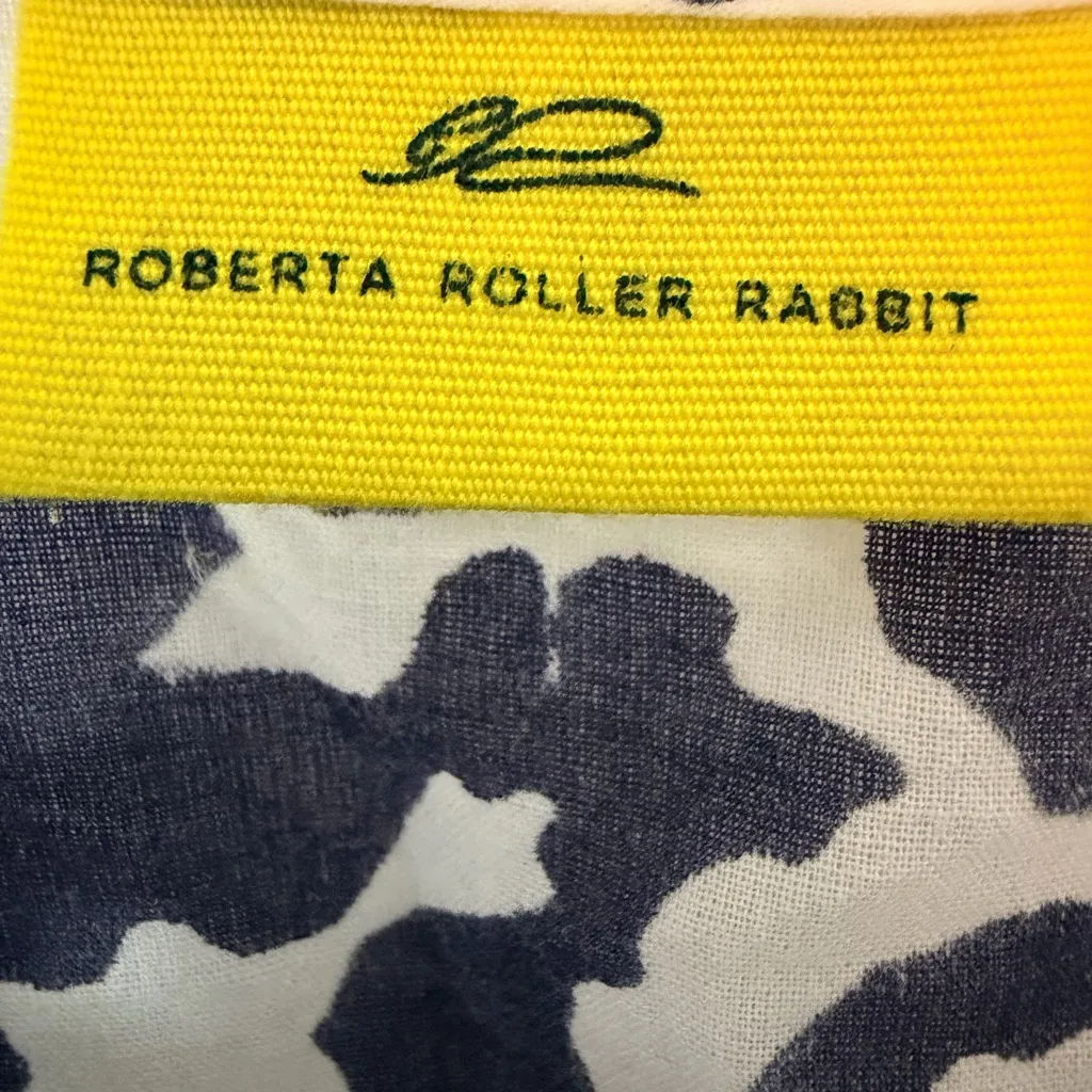 Roberta Roller Rabbit Navy & White Geometric Print Pink Trim Top Tunic Coverup - Image 5