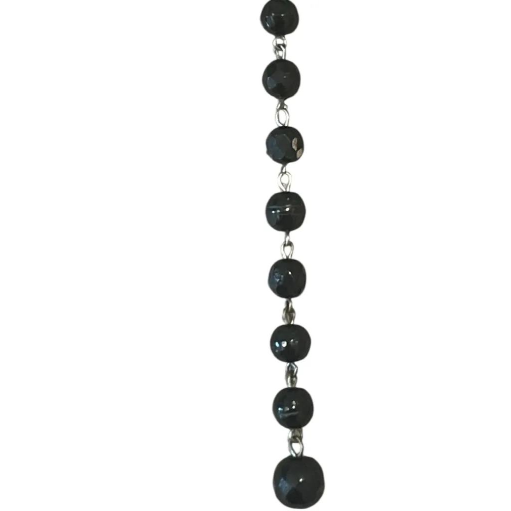 Vintage Estate Black Faceted Crystal Y Rosary Style Necklace - Image 6