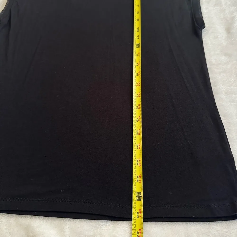 TAHARI Black Mesh Detail Short Sleeve Blouse - Image 3