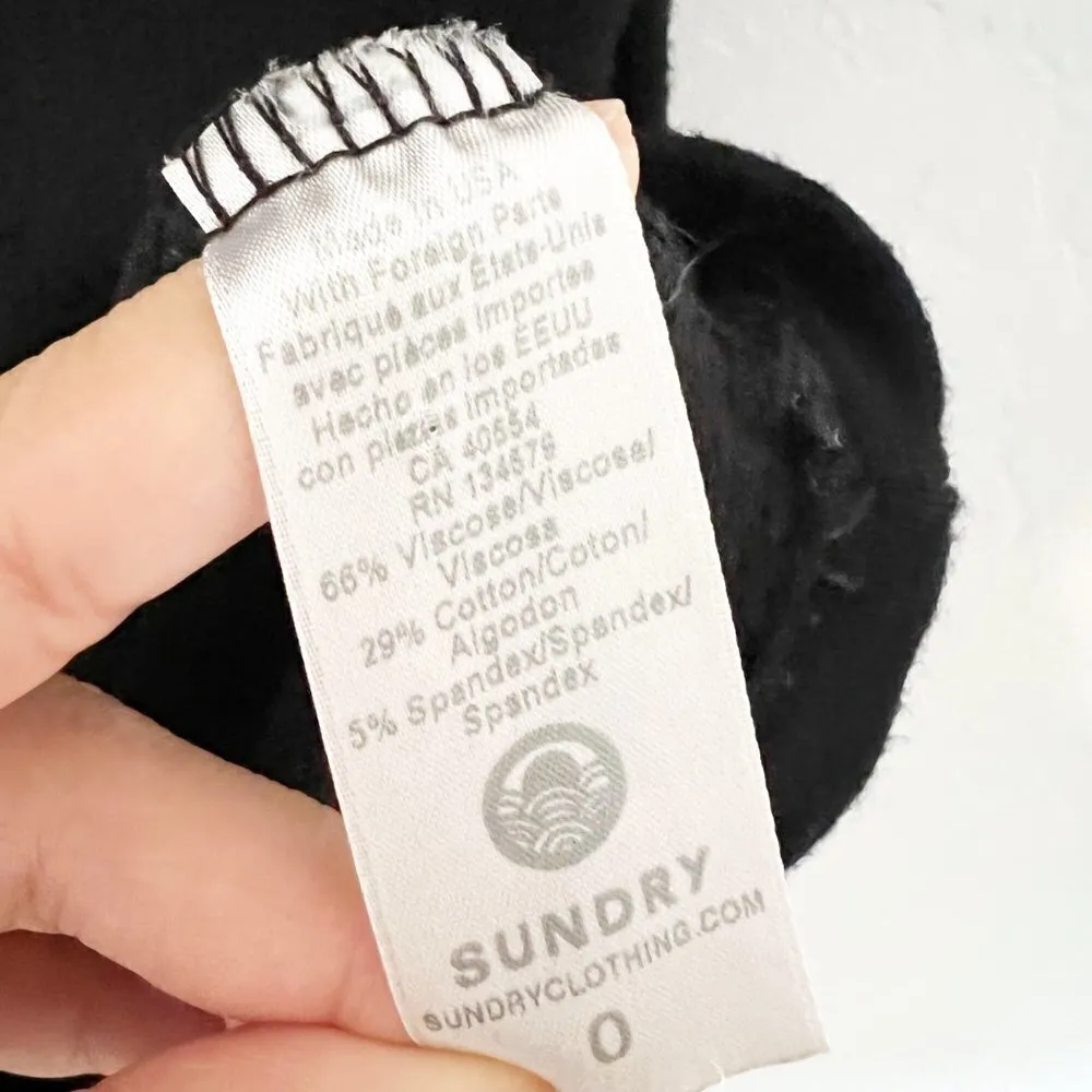 Sundry Ruched Bodycon Dress in Black Casual Travel Stretchy Minimalist Size XS‎ - Image 9