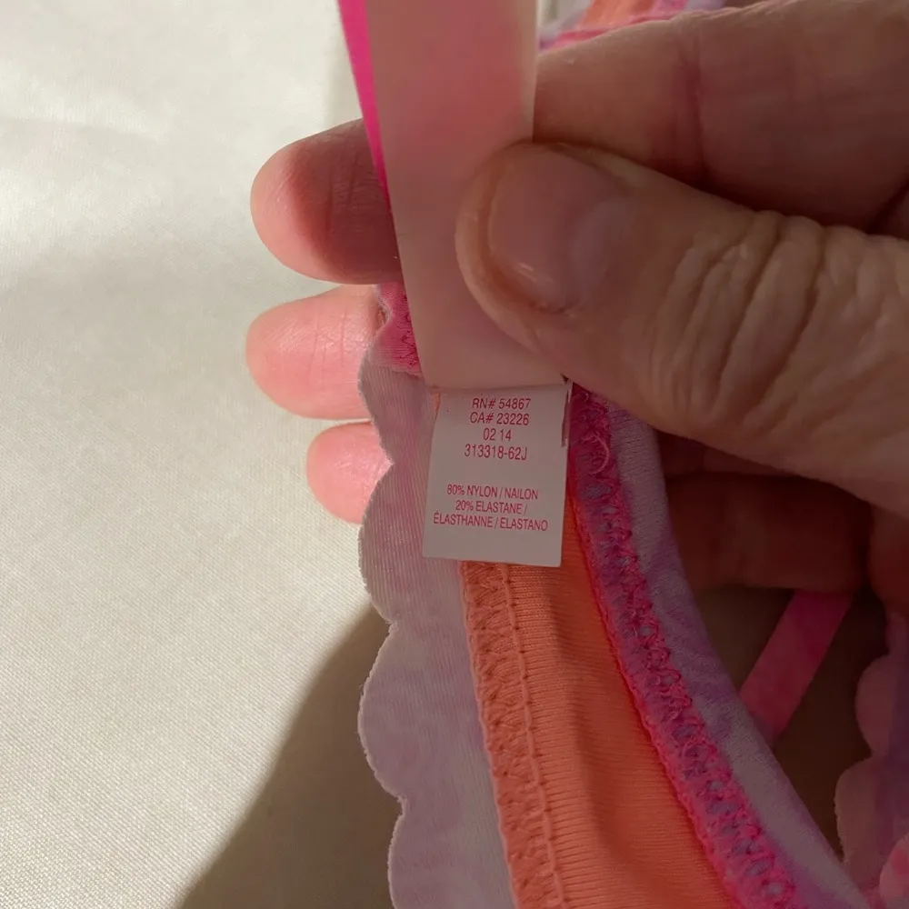 Victoria's Secret Striped Pastel Pink Peach Ruffle Halter Bra 34B Y2K - Image 13