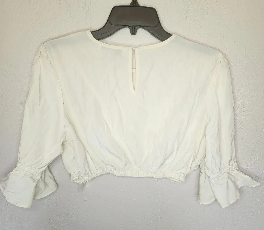 NWOT Weworewhat Tops Ivory Ruffle Sleeve Crop Top - Image 6