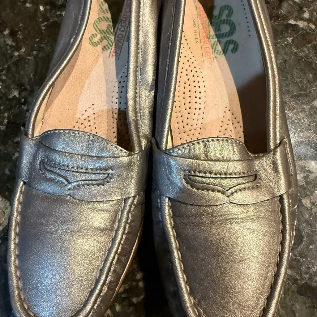 SAS Tripad Comfort Womens Size 7.5 Pewter Leather Loafers Slip On‎ Shoes NWOT R Silver - Image 2