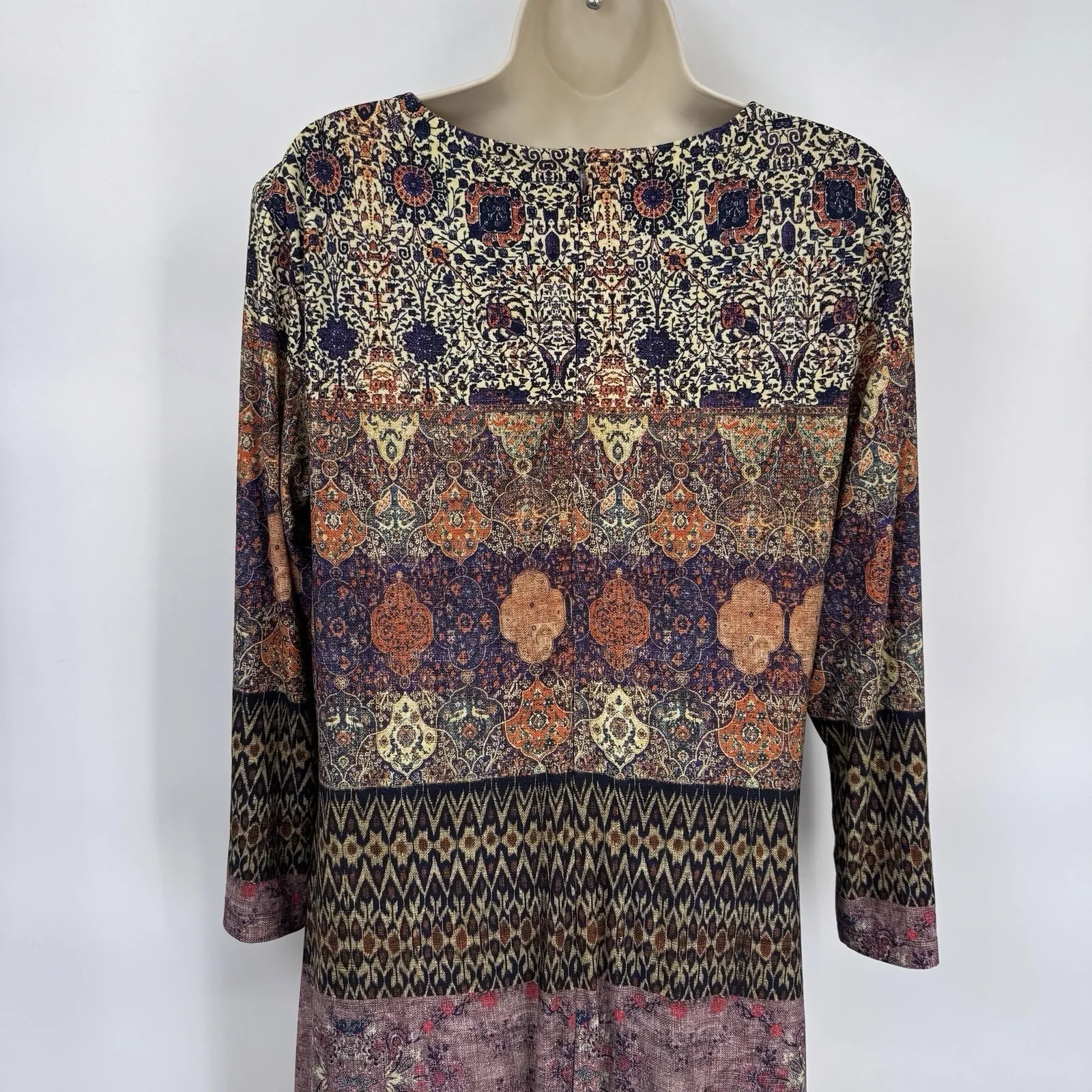 NorthStyle Moroccan Dress Womens 14 Polyester Ethnic Print Tie Waist Lined Purple - Image 6