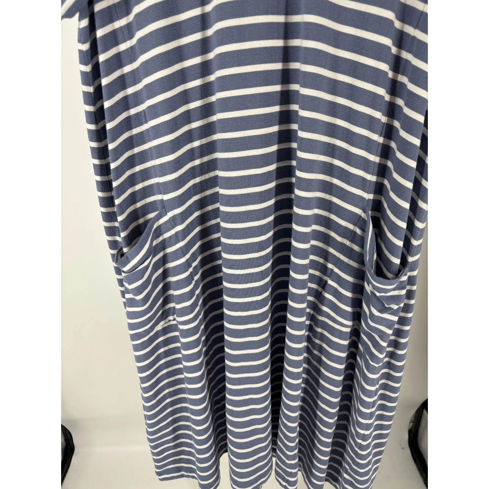 J.Jill Navy White Striped Knit Dress with Pockets - Image 5