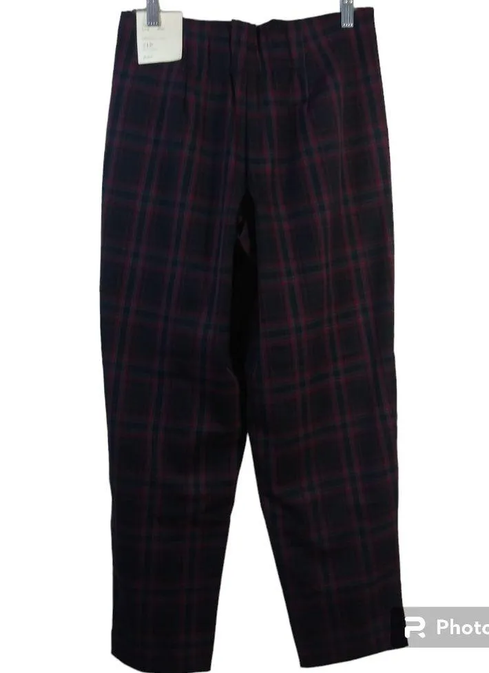 A New Day Navy Plaid High Rise Relaxed Fit Tapered Ankle Trousers Size 2 - Image 3