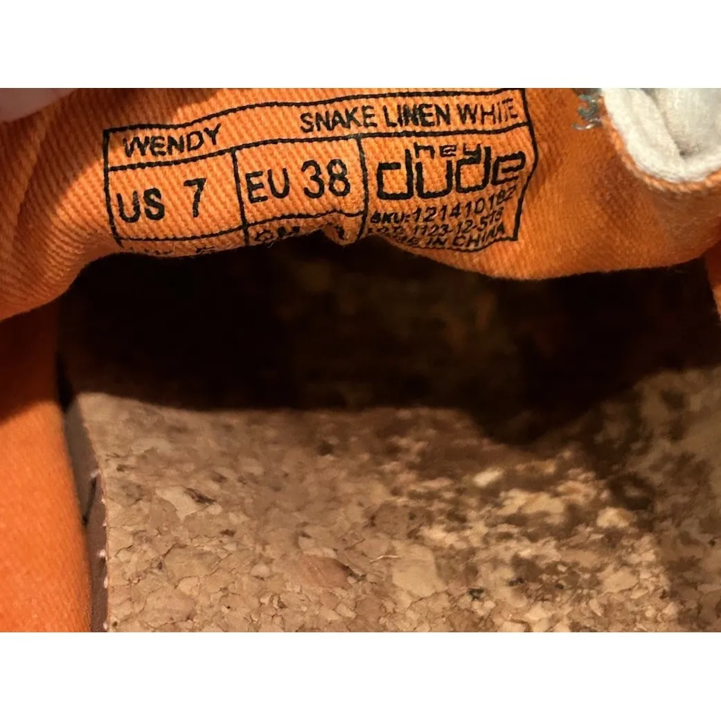 Hey Dude Women's Size‎ 7 Wendy Snake Linen White Cotton Canvas Slip On Shoes - Image 7