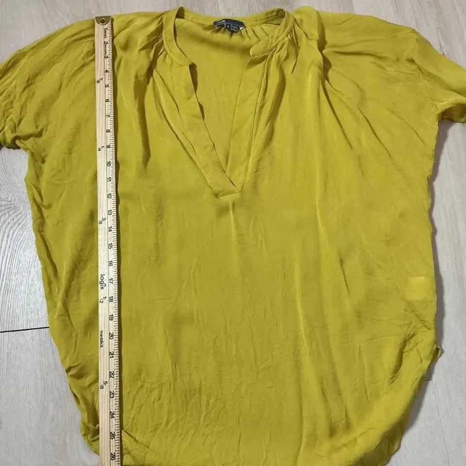 Vince Silk V Neck Long Sleeve Tunic Blouse Top Women S P Yellow - Image 3