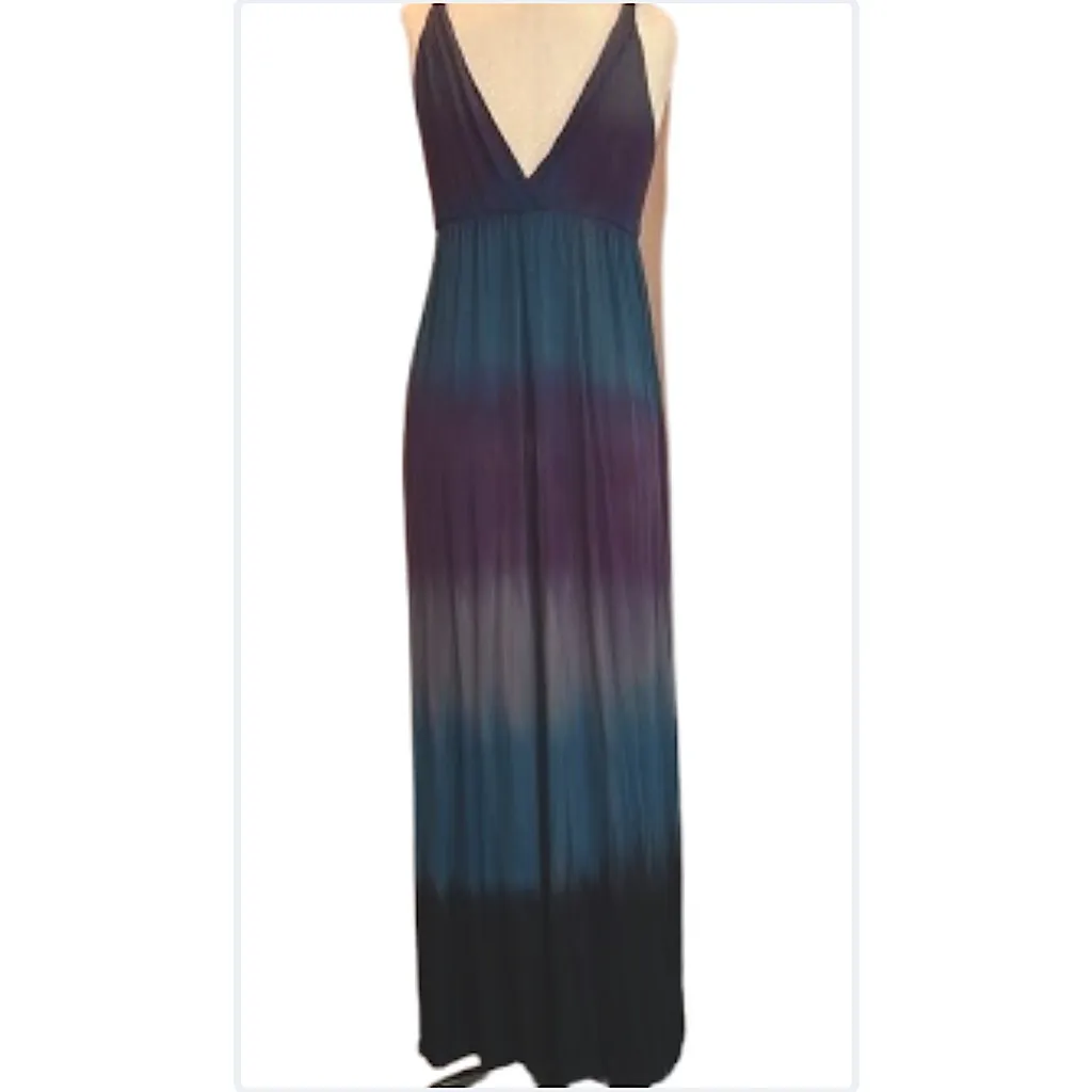 One Clothing purple teal gray ombre dip dye maxi dress with twisted straps - Image 2