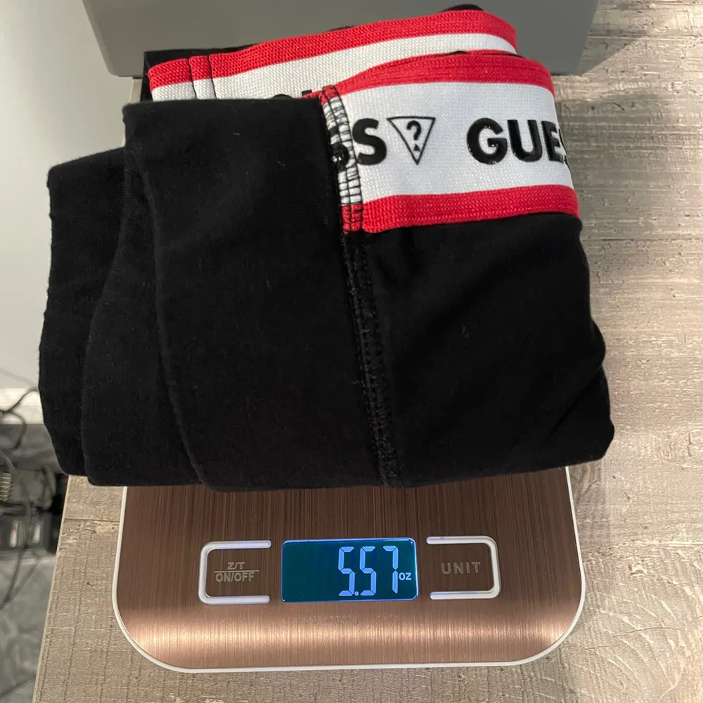 Authentic Guess? Red Tape Logo Women's Jet Black Biker Shorts Red/White Large - Image 8