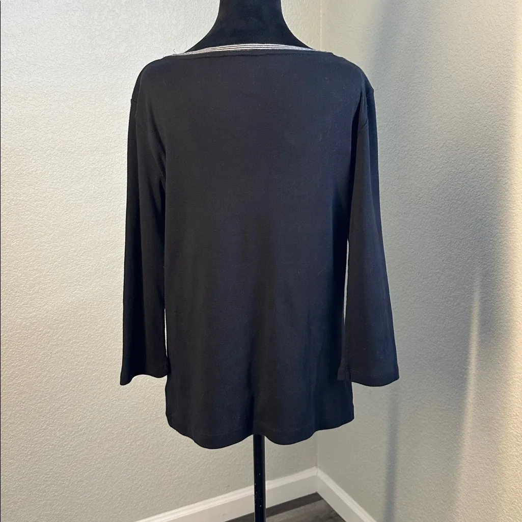 Vintage Jones New York Black 3/4 Sleeve Top - Image 4