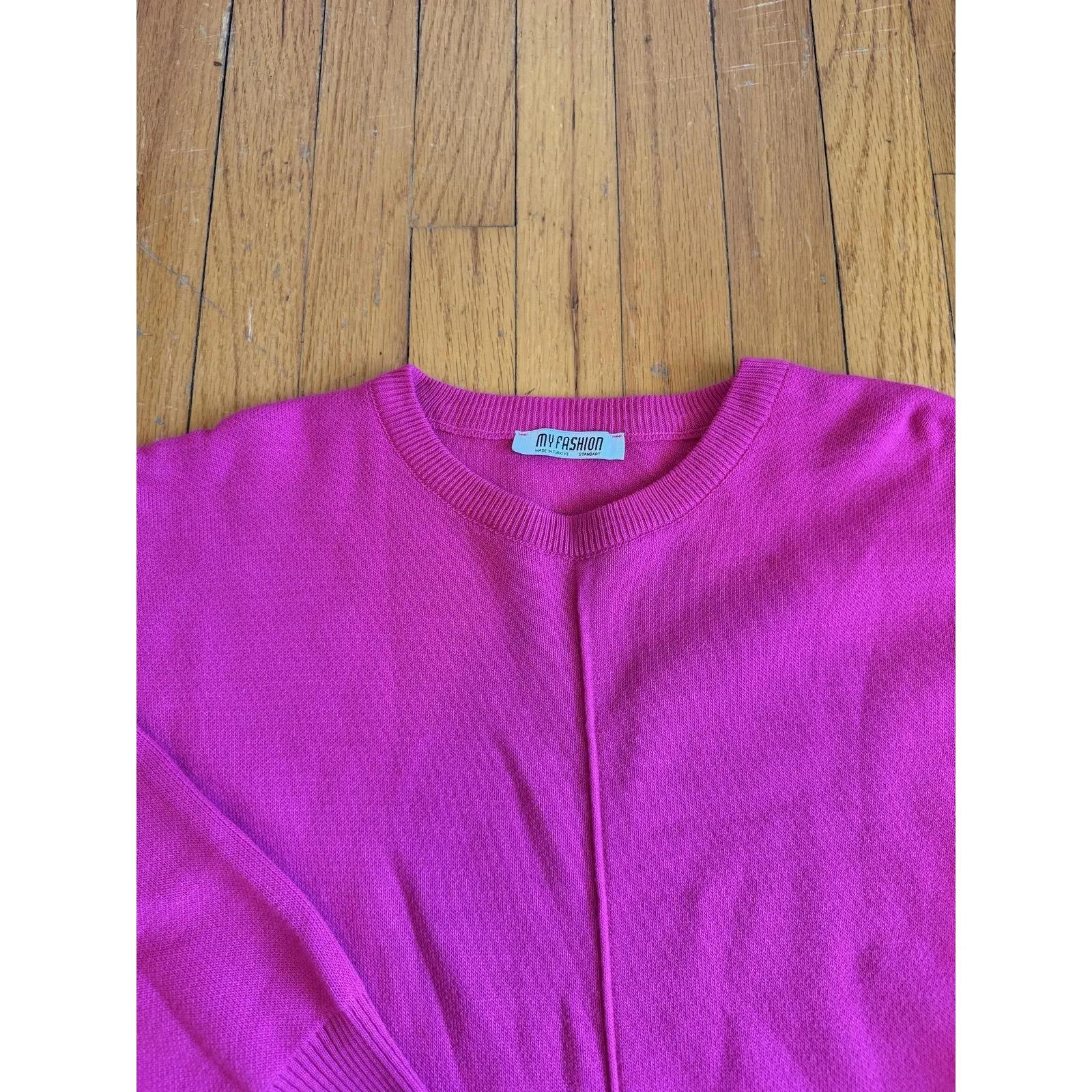 MY FASHION Dress Womens One Size Pink Knit Sweater Long Sleeve Pullover - Image 3