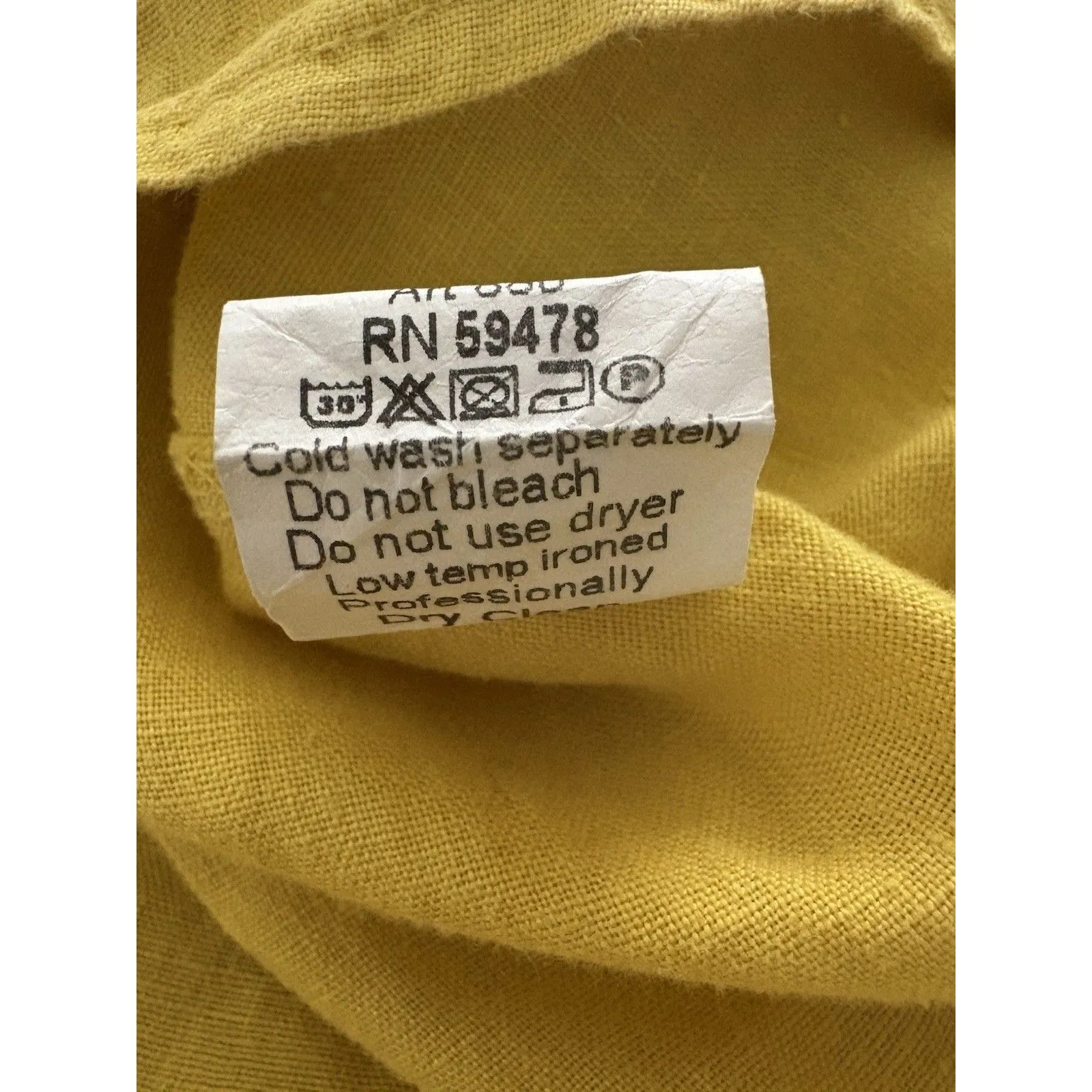 TERZO MILLENNIO Linen Top Button Back M Yellow Lagenlook Beach Lightweight Italy Size M - Image 15