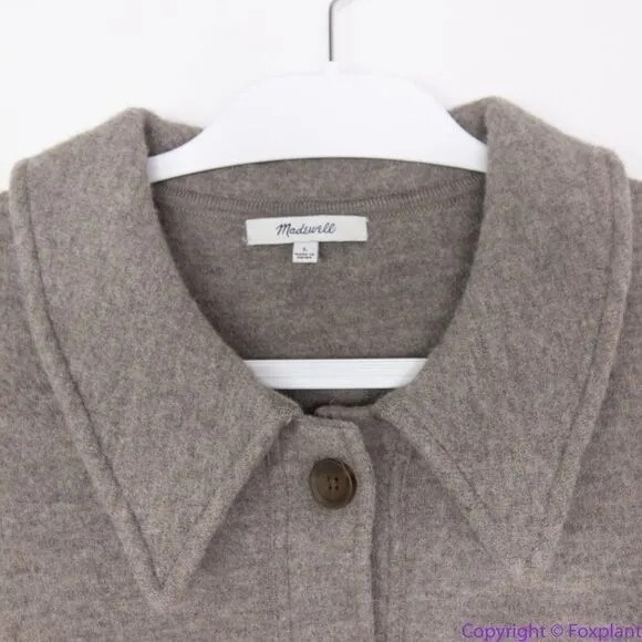 NEW Madewell 100% merino wool Boiled‎ Wool Bridgman Sweater-Jacket, L - Image 10